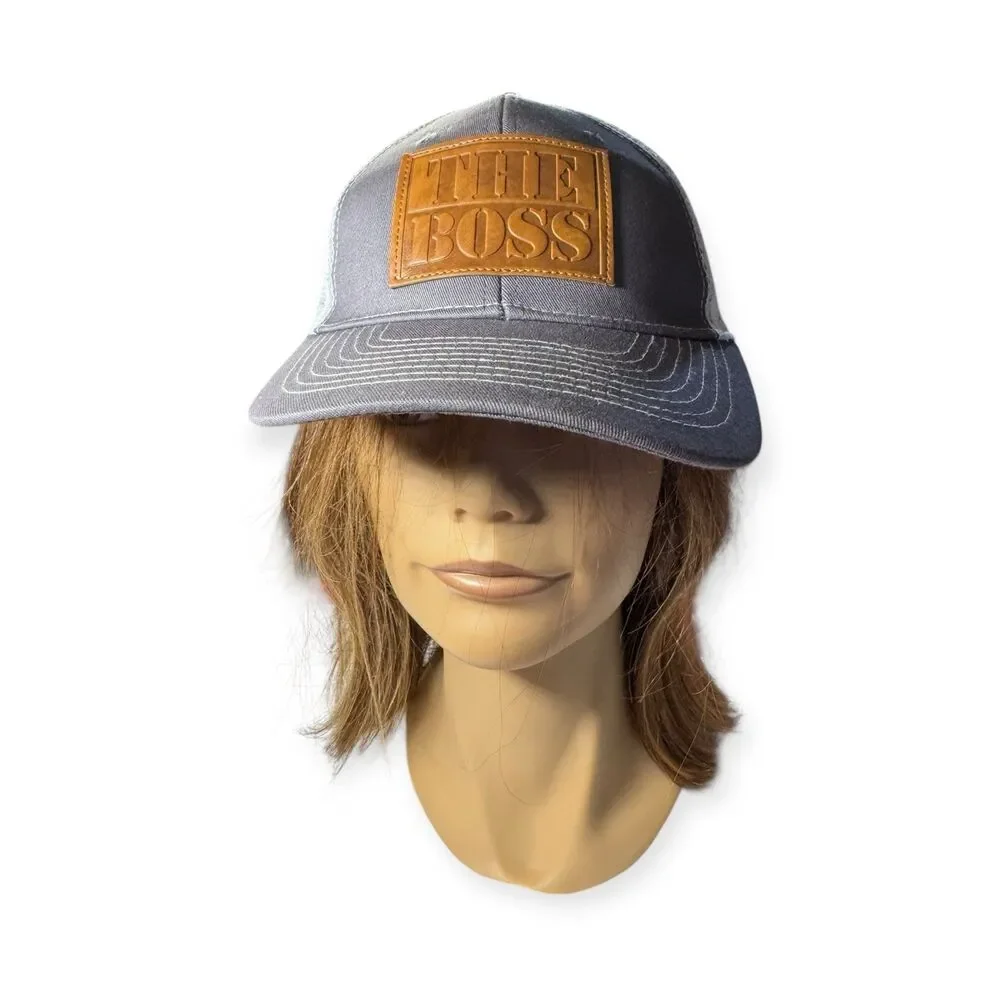 The Boss Snapback‎ Hat Adjustable Mesh Back Hat Gray/White BNWT